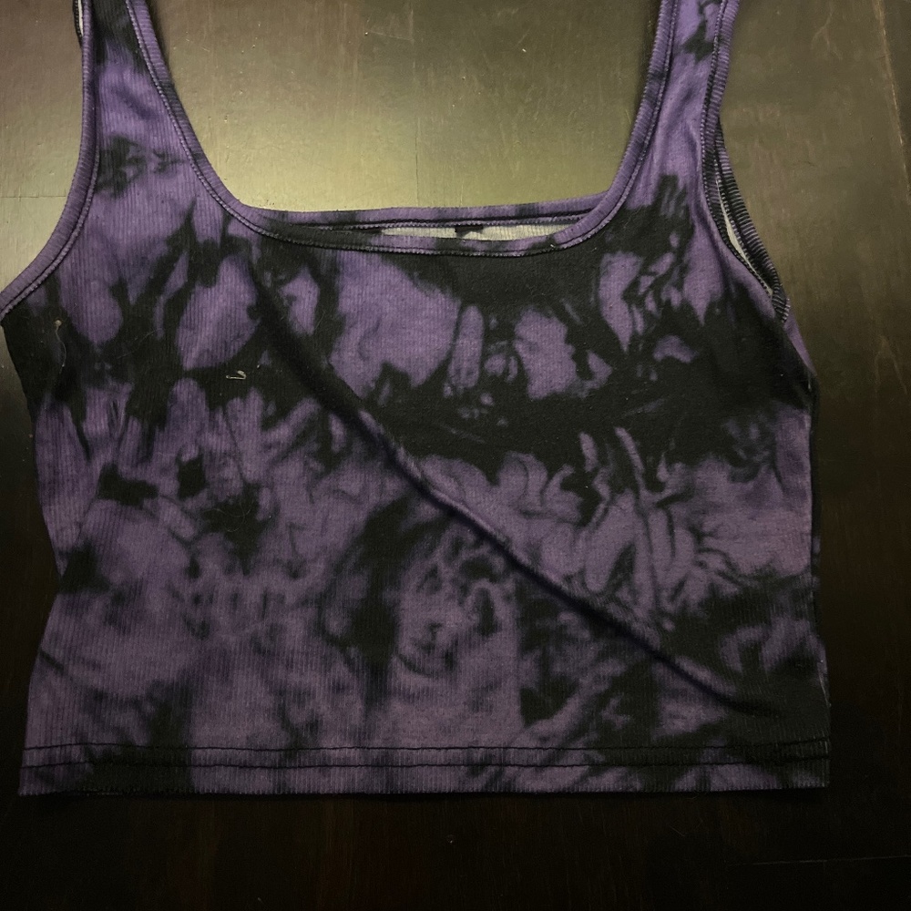 Purple & Black Tie Dye Cropped Tank